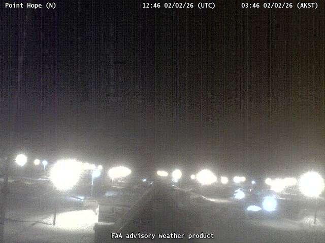 A webcam overseeing a beach with an ocean view, with a few small buildings and utility poles.