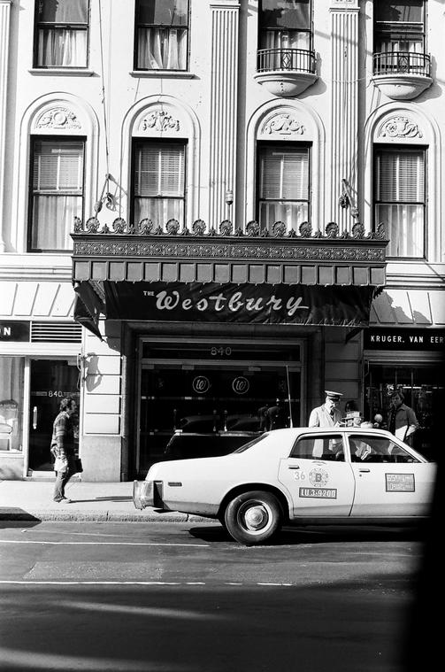 A 1976 black-and-white photo of a doorway in New York.